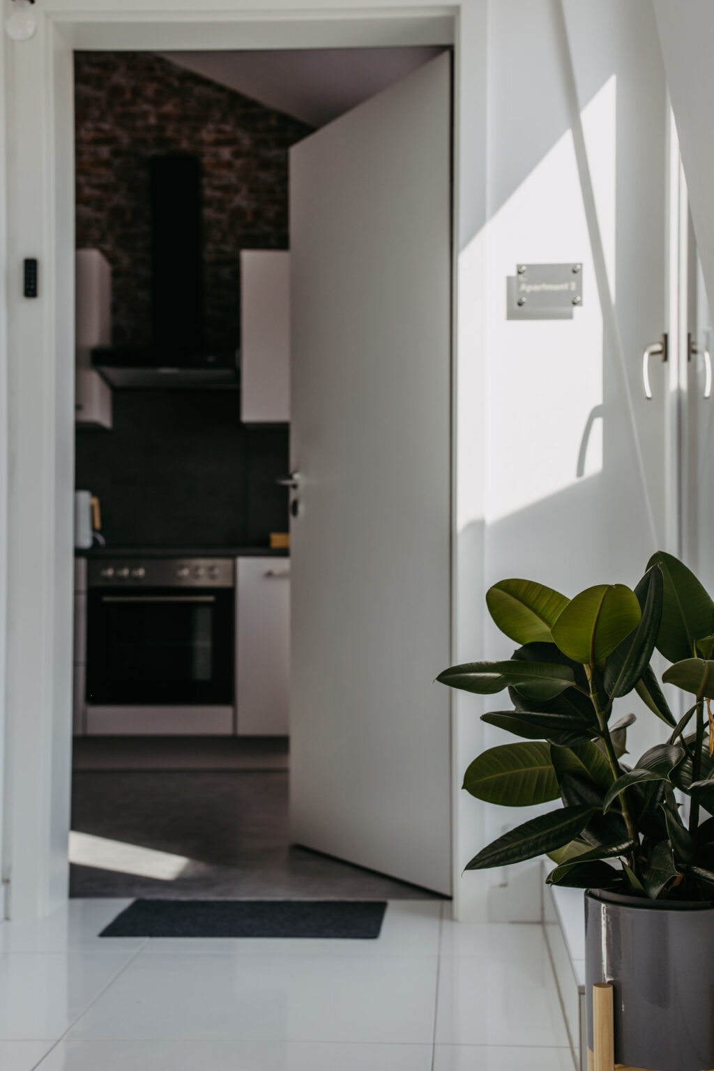 Modern and bright entrance area of the apartments